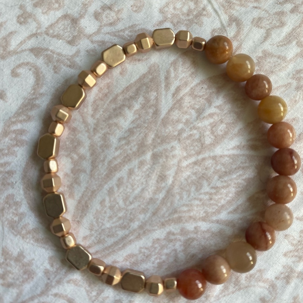 Elegant rose gold plated and 6mm sunstone Bracelet